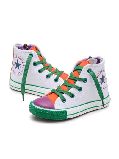 Back To School Shoes | Multicolor High Top Sneakers | Mia Belle Girls