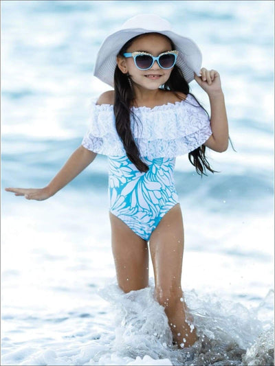 Girls Cute Swimsuits | Lace Bib One Piece Swimsuit - Mia Belle Girls
