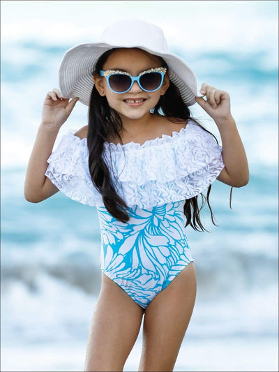 Girls Cute Swimsuits | Lace Bib One Piece Swimsuit - Mia Belle Girls