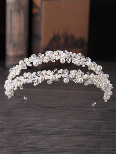 Mia Belle Girls Pearl And Crystal Beaded Headband | Girls Accessories