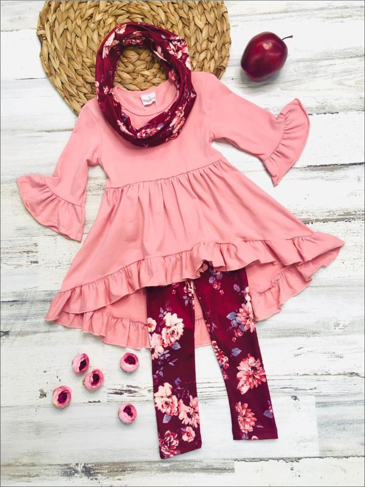Girls Fall Outfits, Tunic Legging And Scarf Set