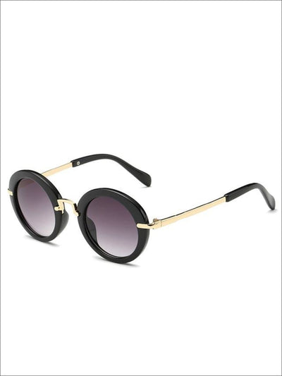 Girls Round Retro Sunglasses - Black / One - Girls Sunglasses