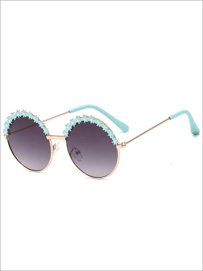 Girls Round Vintage Floral Sunglasses - Mint - Girls Accessories