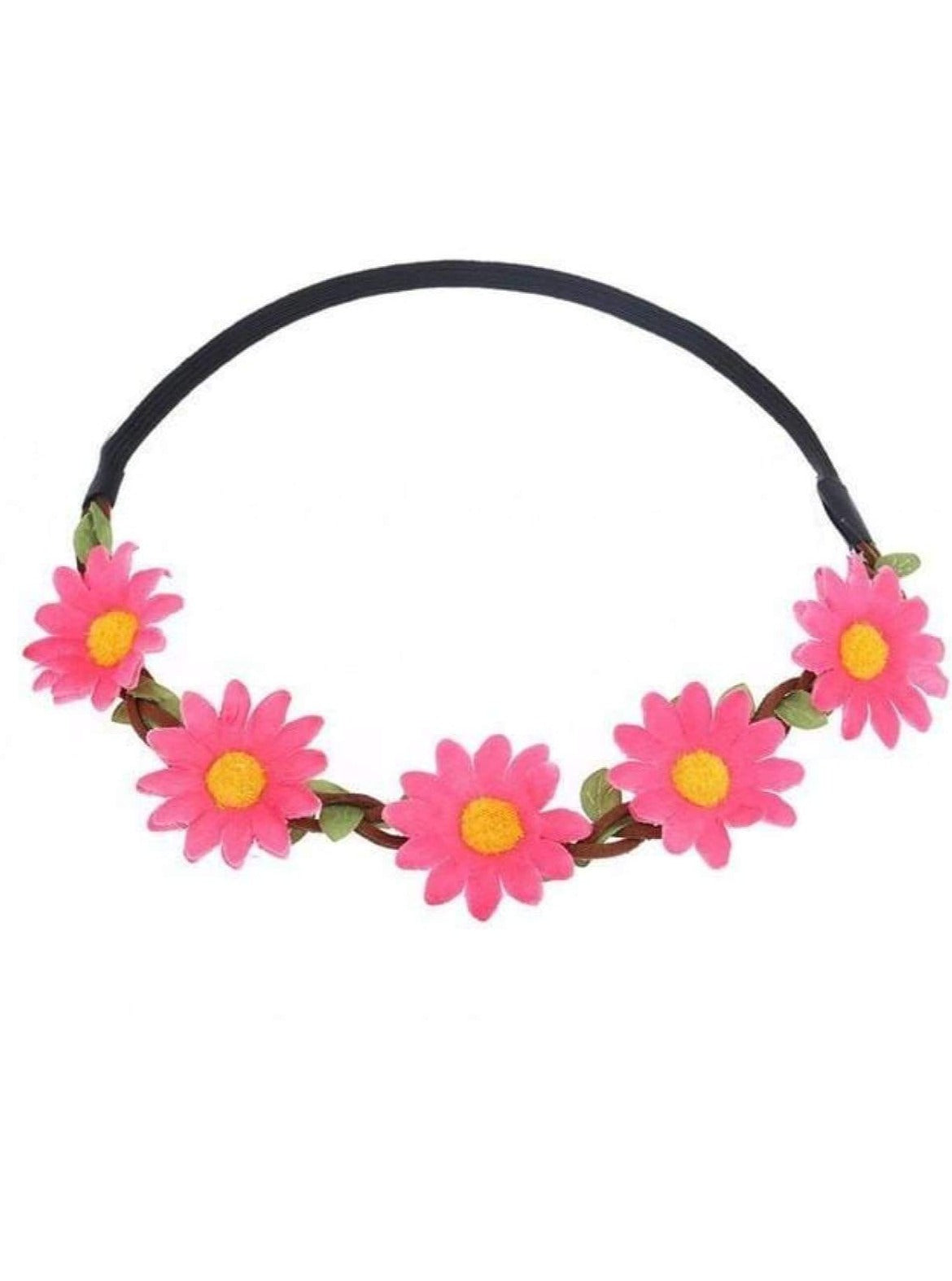 Girls Small Flower Halo Elastic Headband - rose / One - accessories