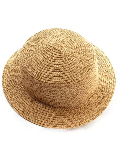 Girls Solid Color Straw Sun Hat - Tan / Kids-One Size - Mommy & Me Accessories