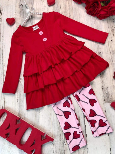 Kids Valentine's Clothes | Girls Heart Lollipop Tunic & Legging Set