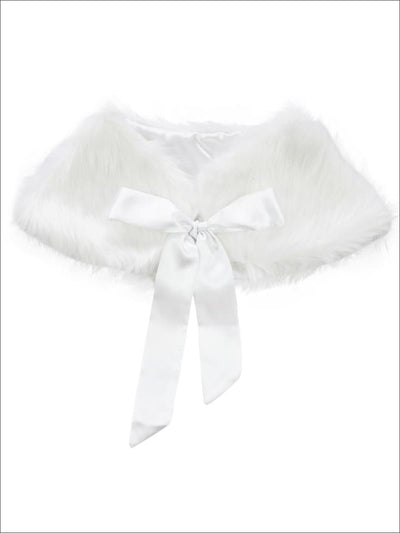 Girls White Faux Fur Princess Cloak/Bolero - Girls Halloween Costume