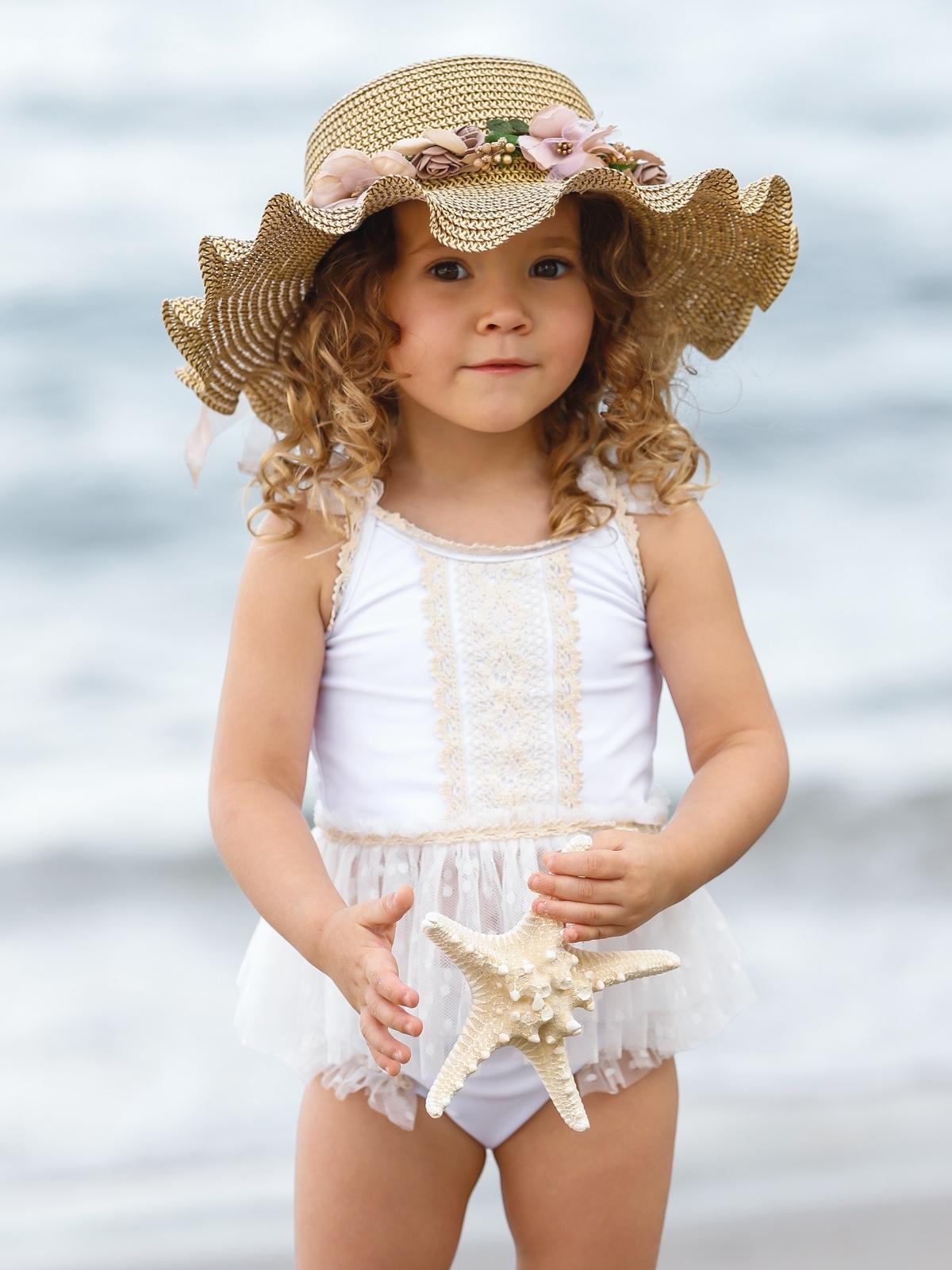 Buy Mia Belle Girls White Mesh Ruffle Skirted Bikini - Toddler