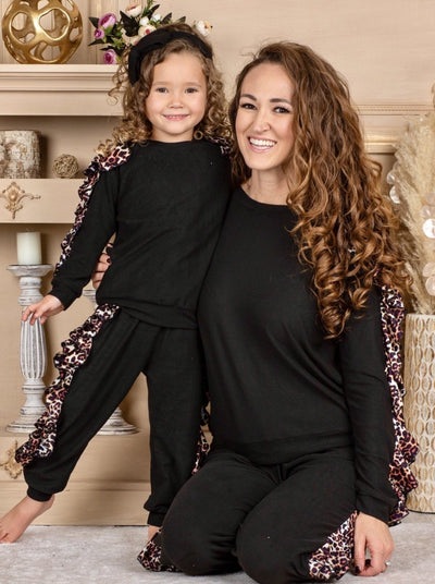 Mommy and Me Matching Outfits | Leopard Print Ruffle Loungewear Set