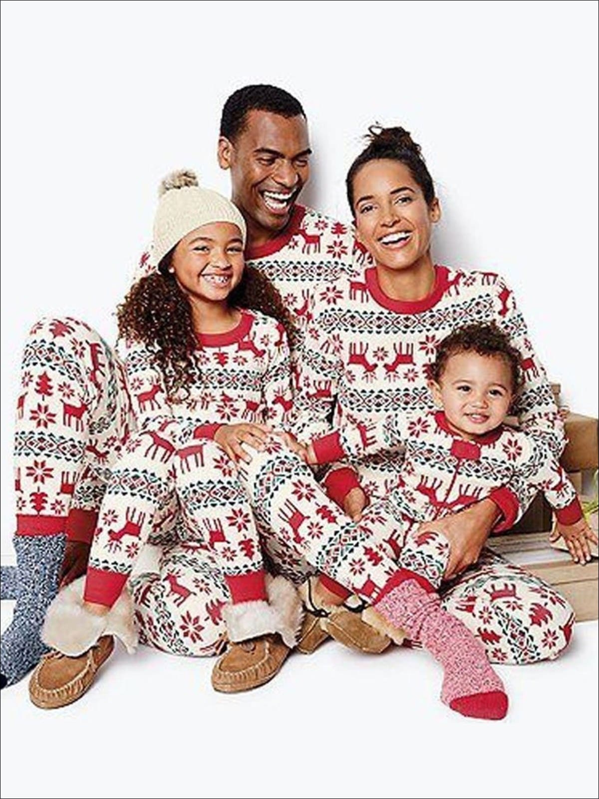 Family Christmas Pajamas Set  Long Sleeve Winter Reindeer Pajamas