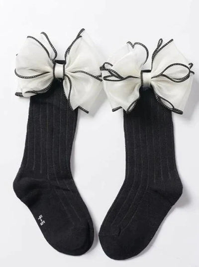 Mia Belle Girls Black Bow Socks | Girls Accessories