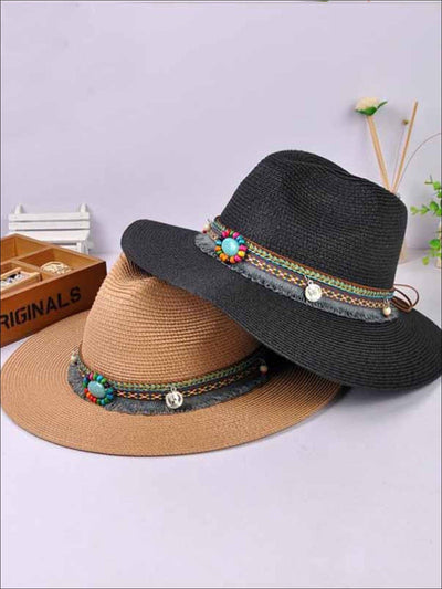 Womens Vintage Jazz Hat With Tribal Appliques - Womens Accessories