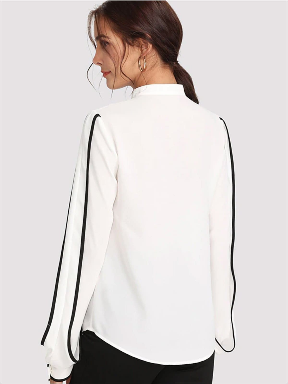 Womens White Button Up Long Sleeve Blouse - Womens Tops