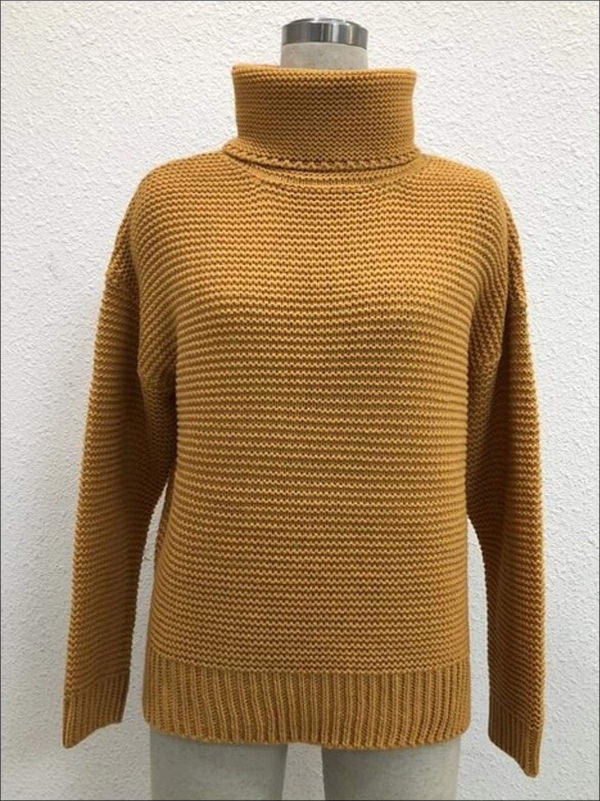Womens Winter Knit Pullover Sweater - Gold / S - Womens Fall Sweaters