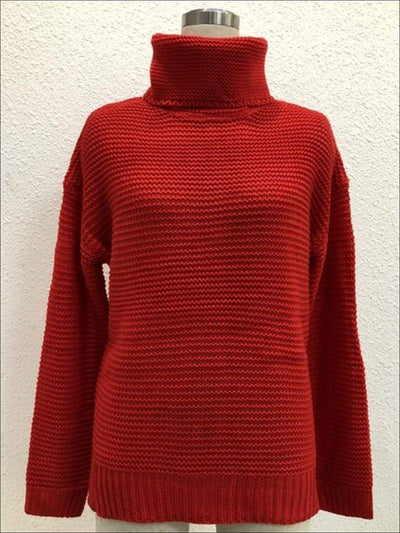 Womens Winter Knit Pullover Sweater - Red / S - Womens Fall Sweaters