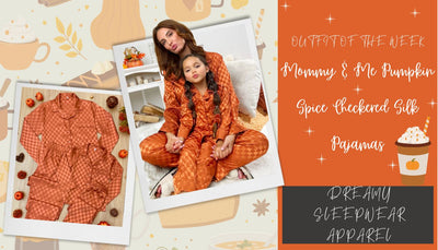 OOTW: Mommy & Me Pumpkin Spice Checkered Silk Pajamas
