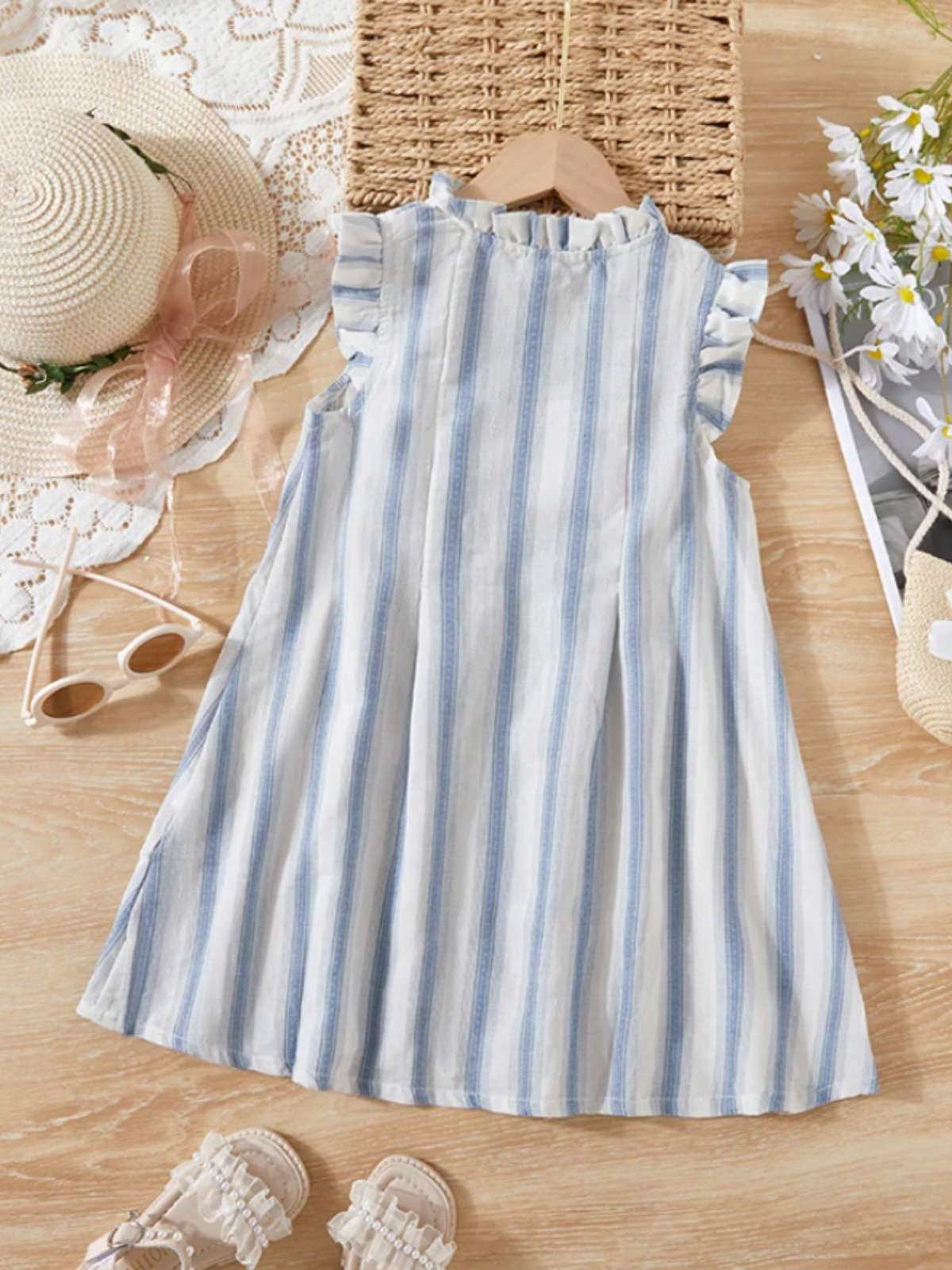 Mia Belle Girls Minimalist Striped Summer Dress | Girls Summer Outfits