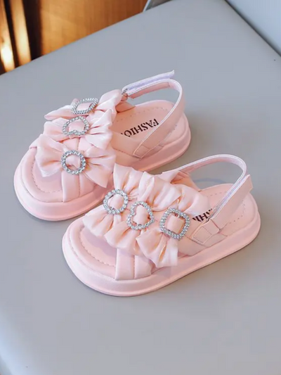 Girls Rhinestone Bow Sandals | Mia Belle Girls Shoes By Liv And Mia