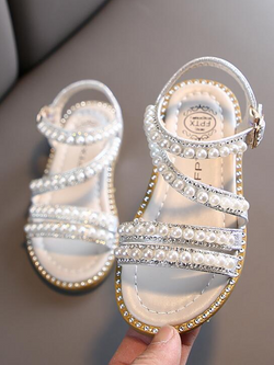 Silver Pearls and Shimmer Sandals By Liv and Mia