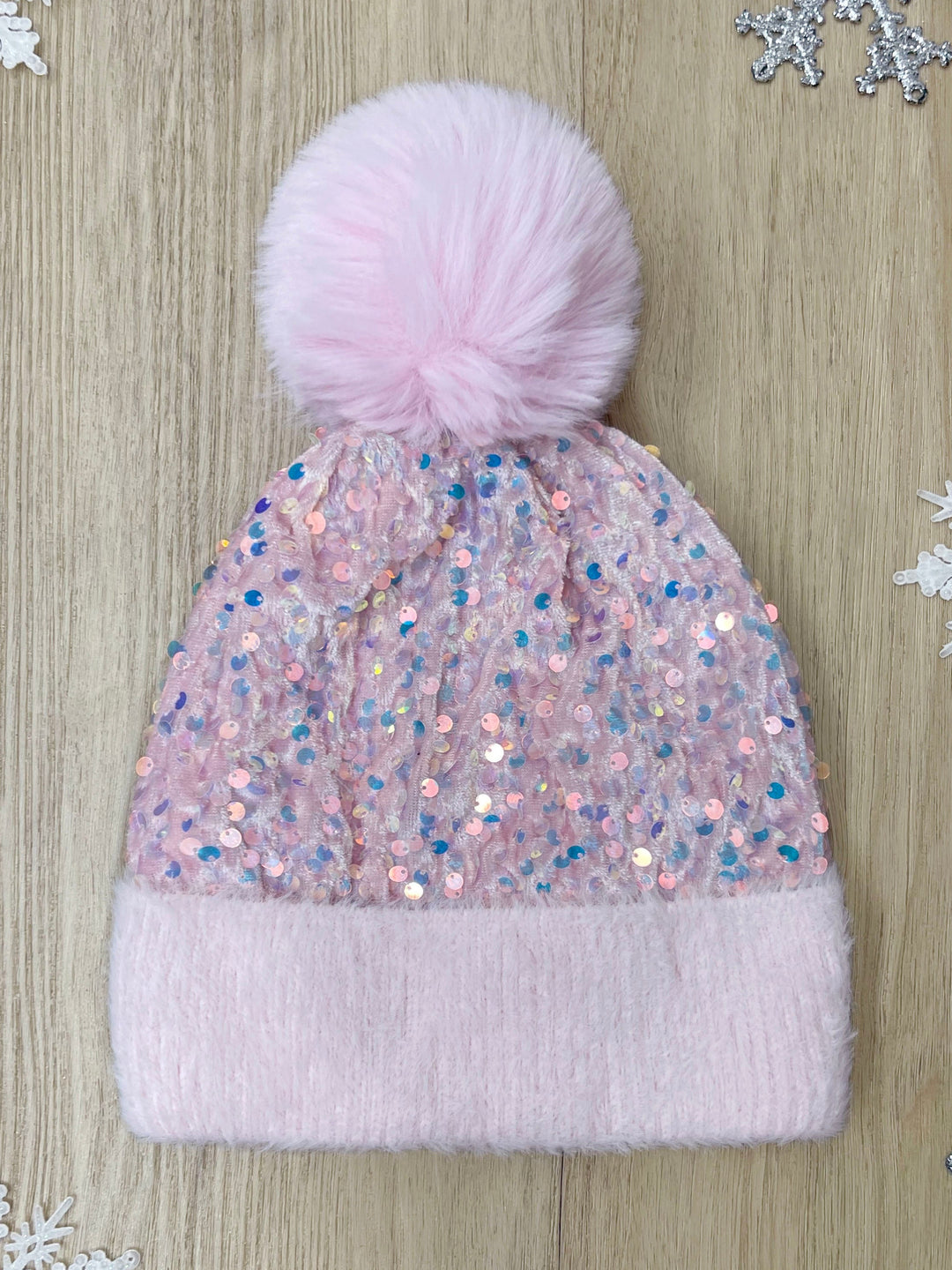 Cotton Candy Sparkle Pom Beanie