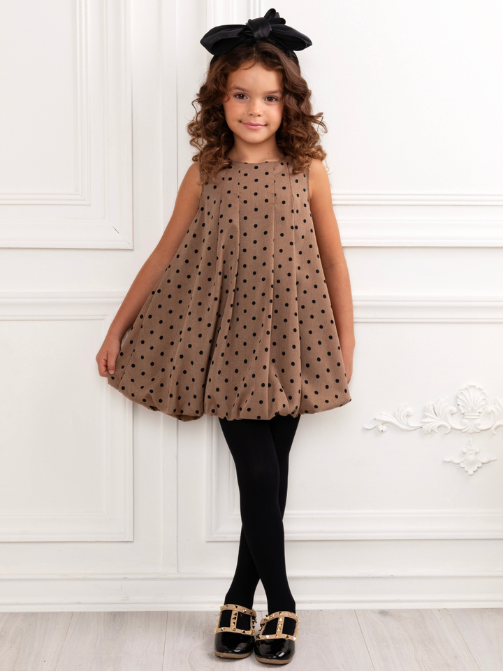 Chic Tan Polka Dot Bubble Dress