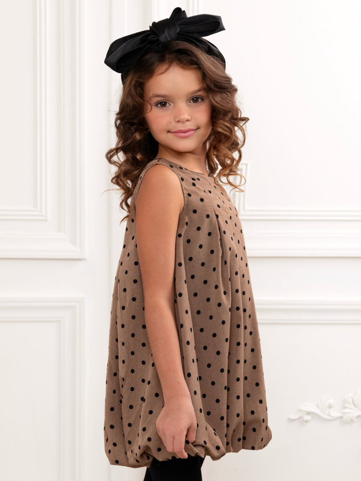 Chic Tan Polka Dot Bubble Dress