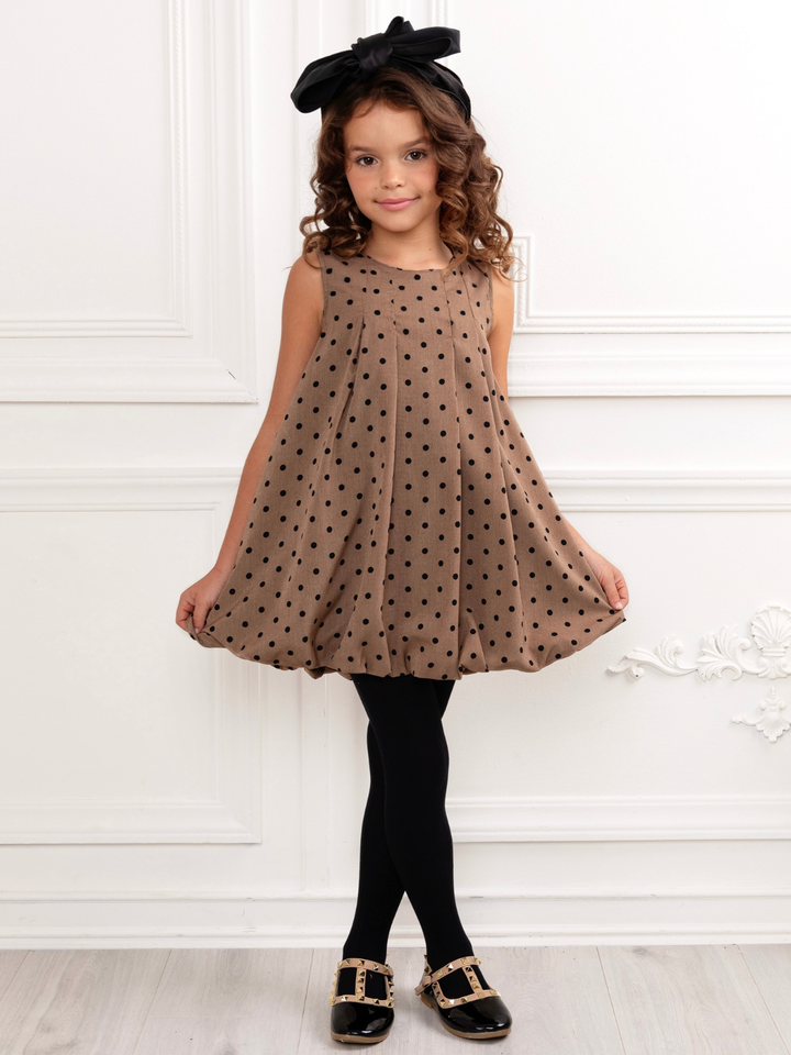 Chic Tan Polka Dot Bubble Dress