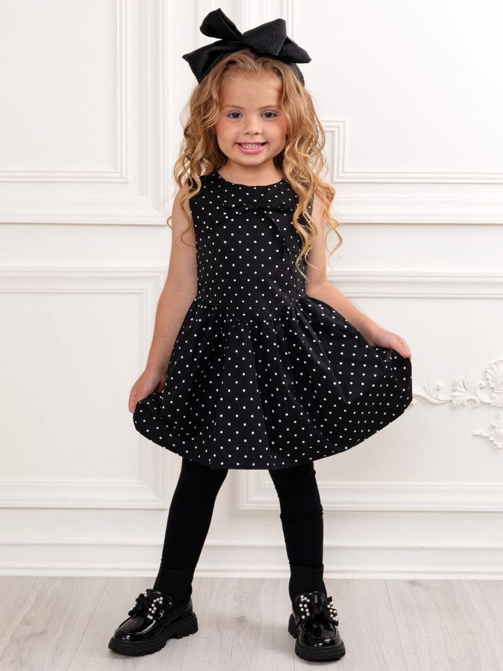 Black Polka Dot Party A-Line Dress