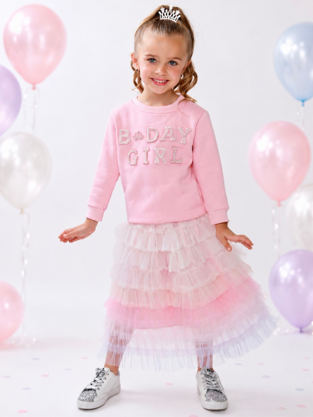 Birthday Girl Princess Pearl Embellished Sweatshirt Mia Belle Girls
