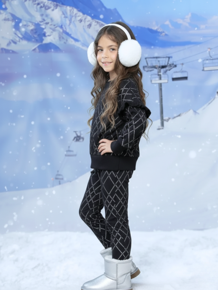 Winter Glam Sequin Ruffle Top and Legging Set