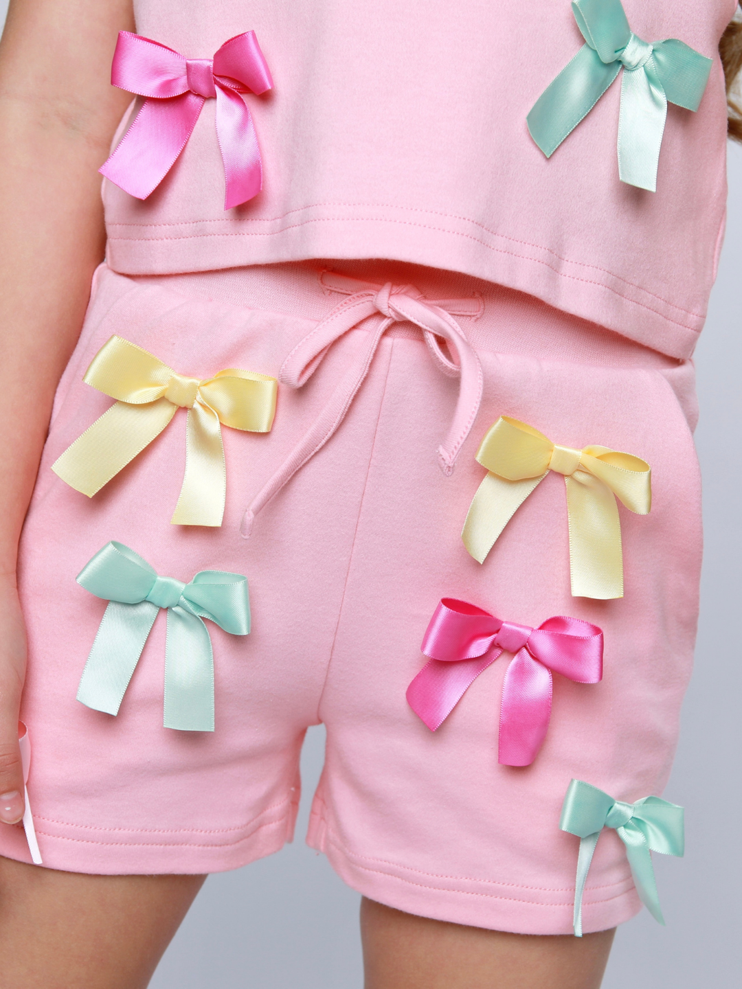 Playful Pastel Bow Top and Short Set Mia Belle Girls