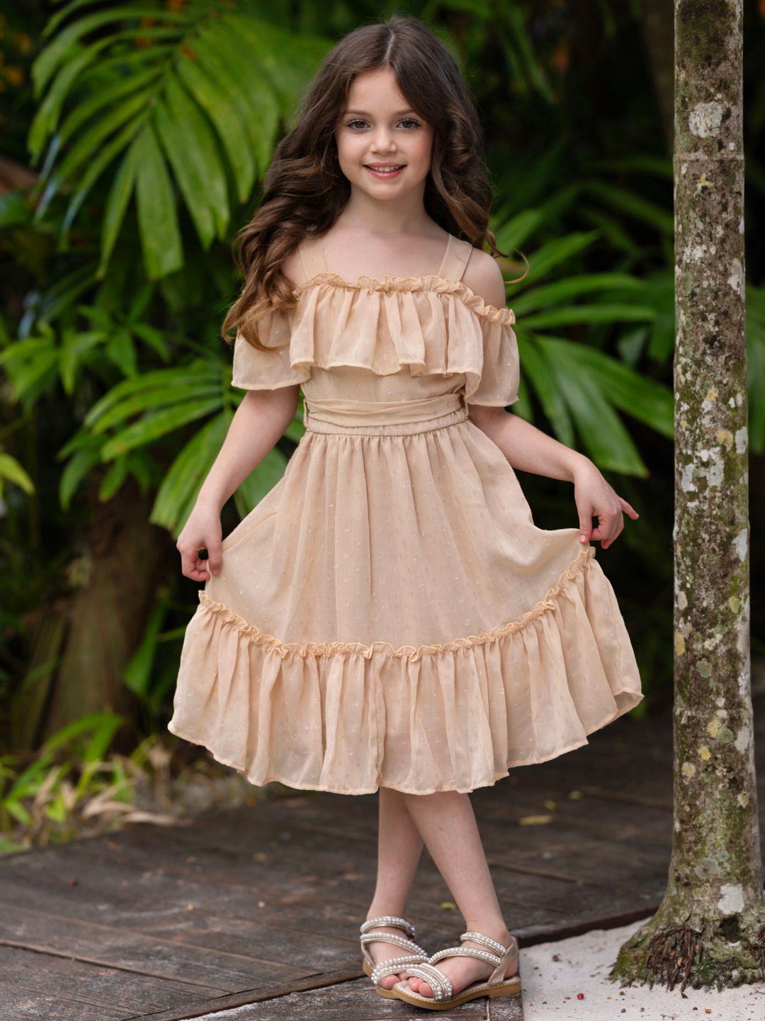 Golden Sands Ruffle Shoulder Sundress