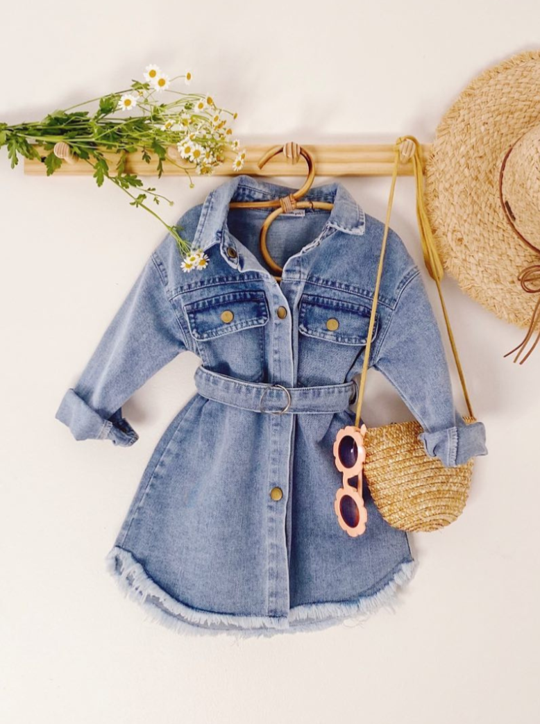 A Day In The Sun Belted Denim Dress Blue / 4T A Day In The Sun Belted Denim Dress Blue / 4T