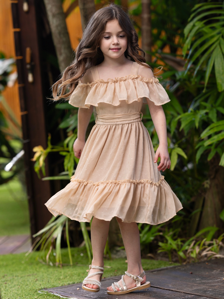 Golden Sands Ruffle Shoulder Sundress