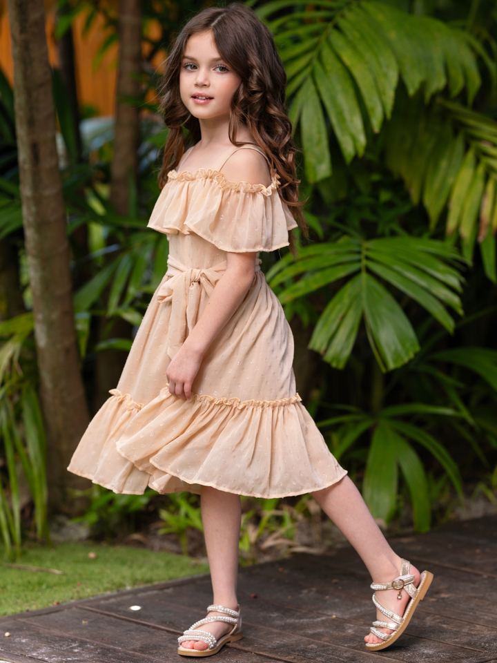 Golden Sands Ruffle Shoulder Sundress