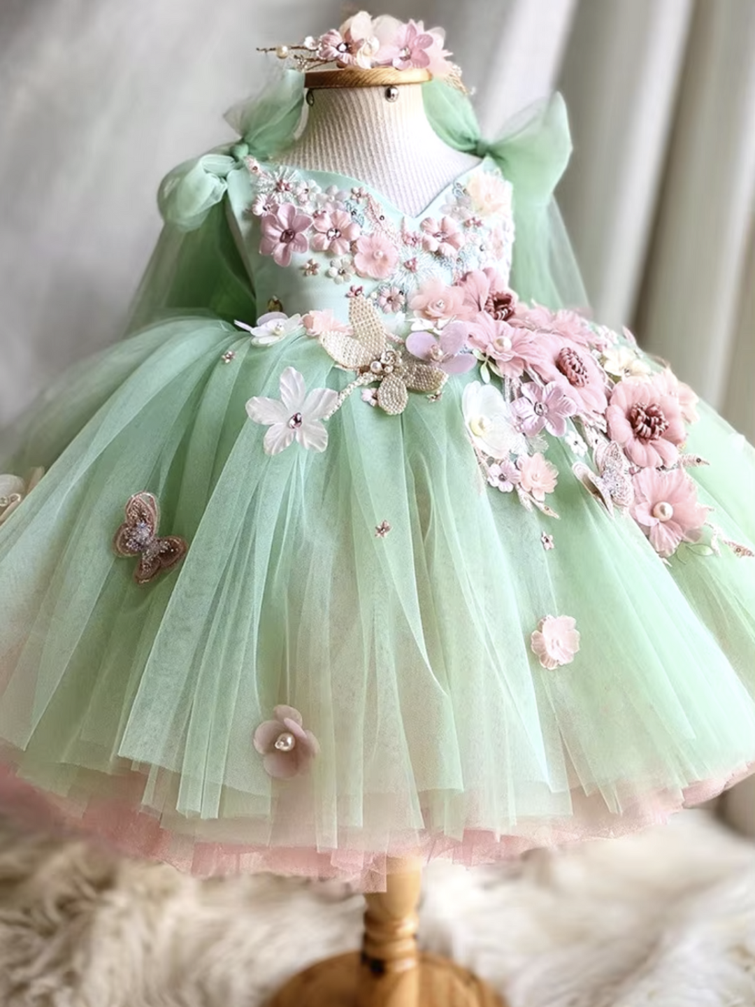 Fairy Inspired Floral Tulle Dress Yellow / 5Y Fairy Inspired Floral Tulle Dress Yellow / 5Y