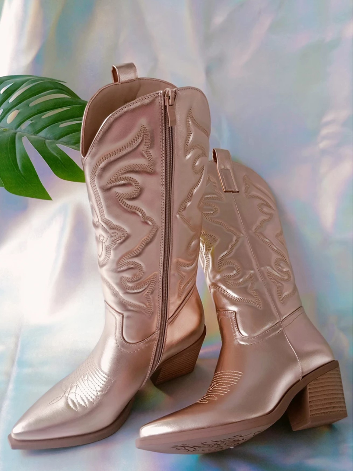 Mia Belle Girls Country Sparkle Metallic Cowgirl Boots | Women's Shoes