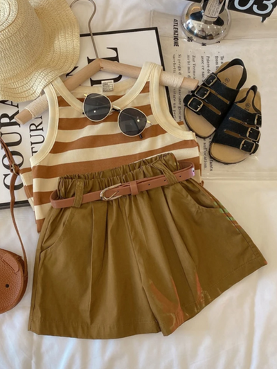 Mia Belle Girls Stripes Short Set | Girls Spring Outfits