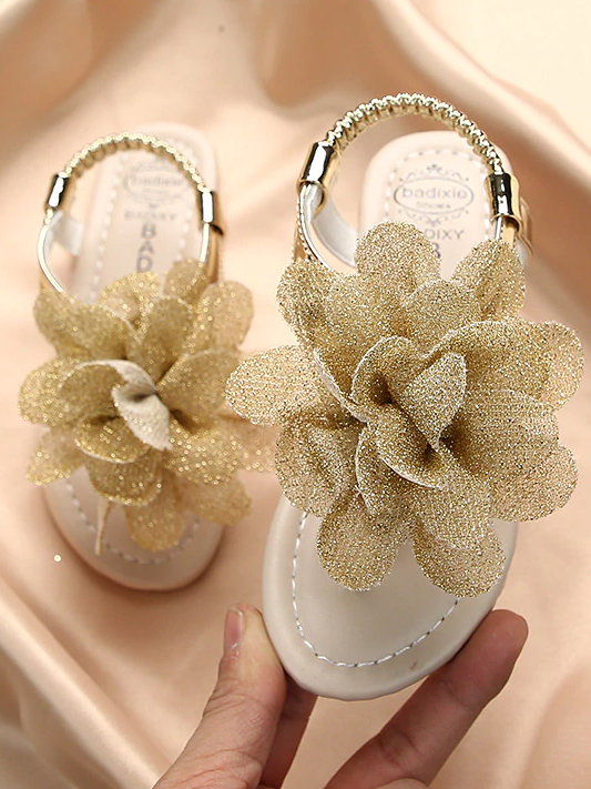 Kids Shoes | Girls Glitter Mesh Floral Sandals | Mia Belle Girls