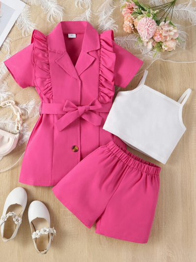 Blazer Crop Top And Shorts Set | Summer Outfits | Mia Belle Girls