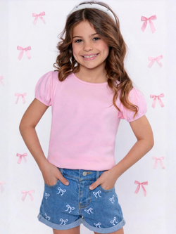 Chic Bow Embroidered Denim Shorts