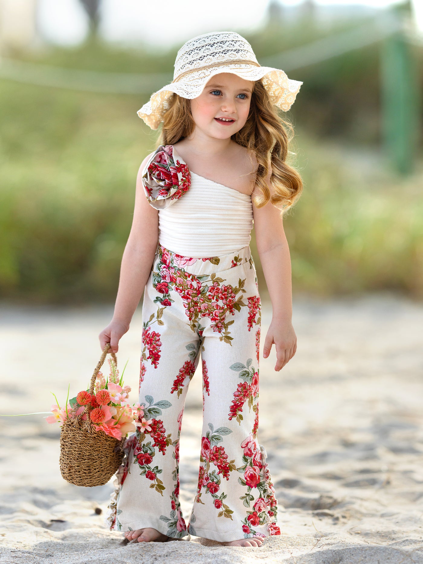Mia Belle Girls One-Shoulder Palazzo Pants Set | Girls Spring Outfits