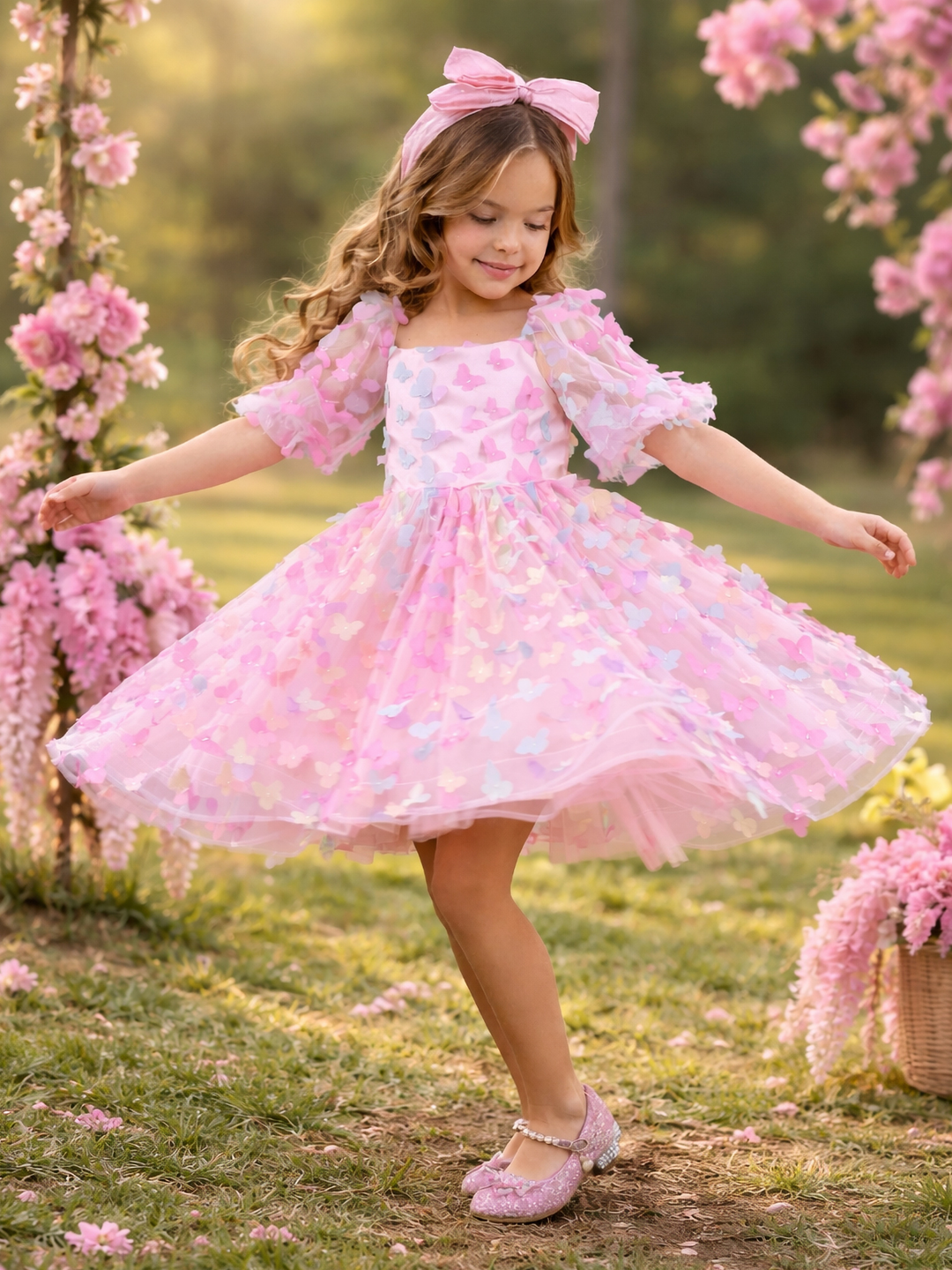 Butterfly Bliss 3D Applique Party Dress Mia Belle Girls