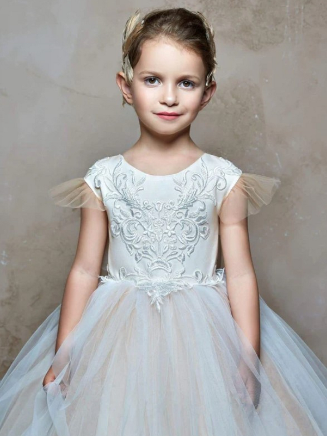 Girls Communion Dresses | Multi Flutter Tulle Full Length Ball Gown
