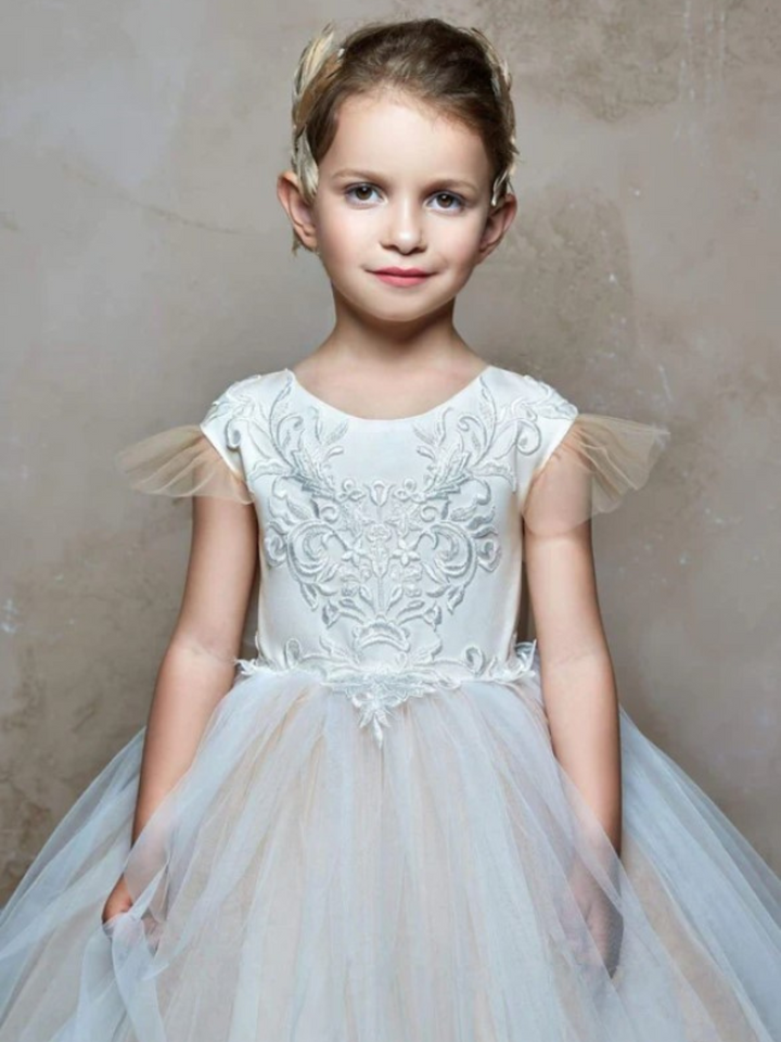 Girls Communion Dresses | Multi Flutter Tulle Full Length Ball Gown