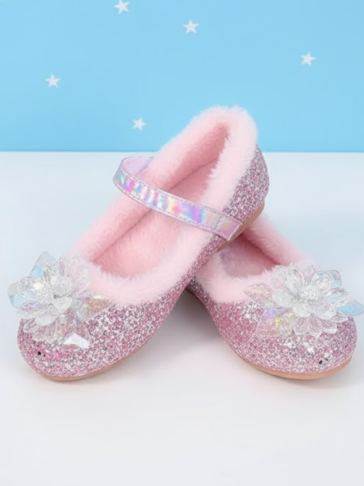 Plush and Glam Fur-Lined Princess Crystal Shoes By Liv and Mia