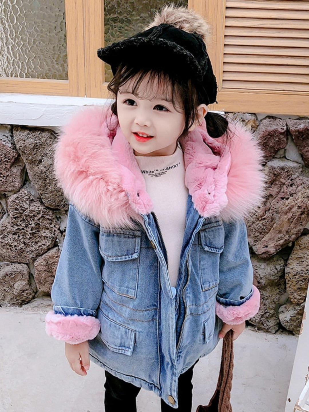 A Dose Of Charm Plush-Lined Denim Jacket – Mia Belle Girls