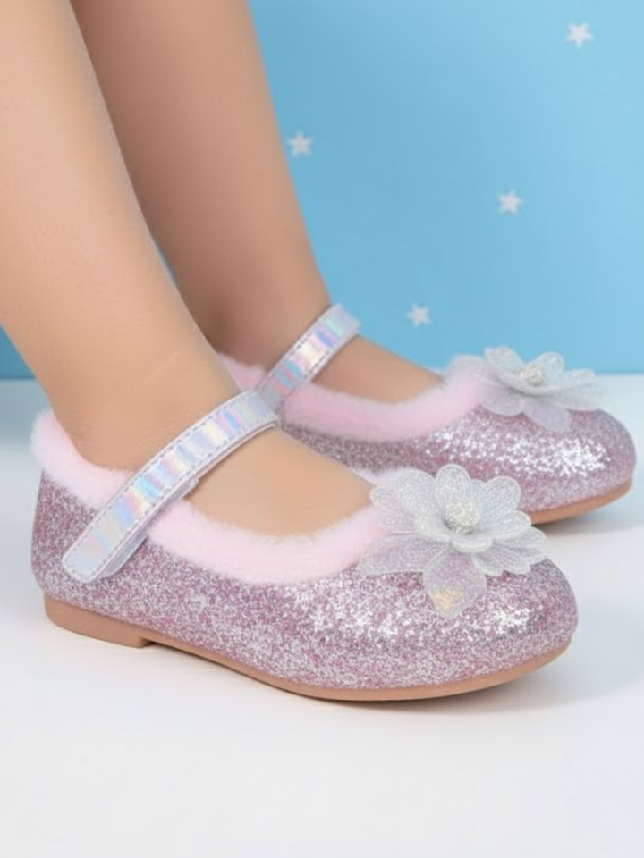 Plush and Glam Fur-Lined Princess Crystal Shoes By Liv and Mia