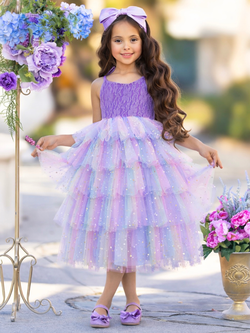 Springtime Fairy Lace and Stars Tiered Tutu Dress