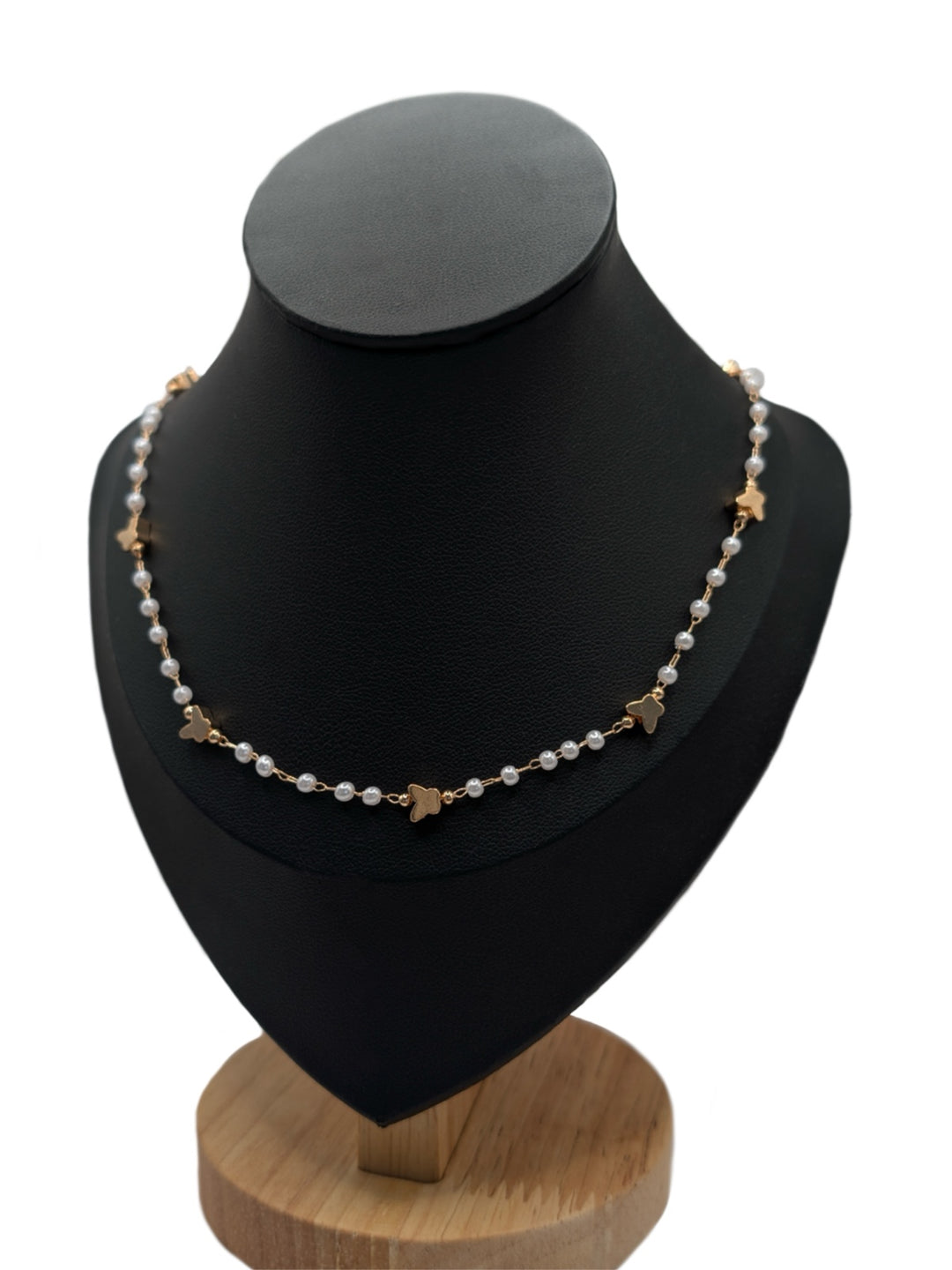 Twinkle Pearl & Gold Butterfly Charm Necklace